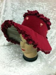 כובע ליידי תקופתי קטיפה אדומה