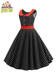 שמלה שנות ה 50 שחור מנוקד