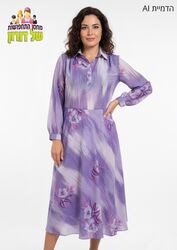 שמלת מידי צווארון וכפתורים שנות ה70