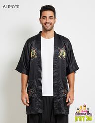 חלוקי סאטן בסגנון קימונו דרקונים