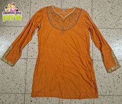 טוניקה קורטה הודית רקומה כתום ענבר