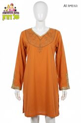 טוניקה קורטה הודית רקומה כתום ענבר