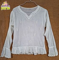 חולצה כפרית רומנטית שרוולי פעמון