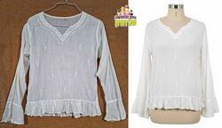 חולצה כפרית רומנטית שרוולי פעמון