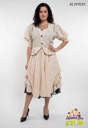 שמלה שמנת מנוקדת- שנות ה50