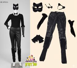 ‏‏תחפושת חתולה שחורה ואביזרים