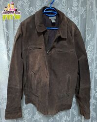 מעיל עור זמש קלאסי חום וינטג'